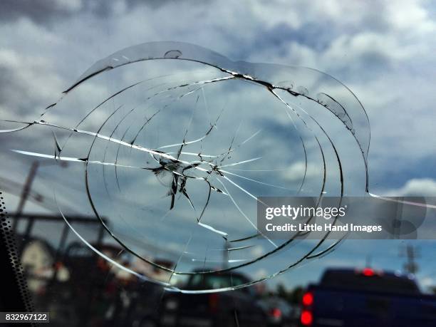 cracked windshield - broken glass car stock pictures, royalty-free photos & images