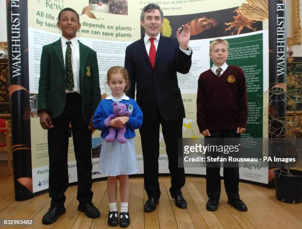 Chancellor Gordon Brown, with Abidine Sakande, Zaveri Shah-Smith and Matthew Jackson in 11 Downing Street, holding the billionth seed collected for...