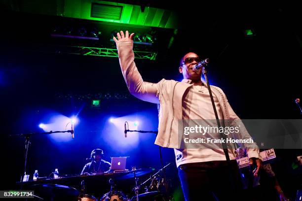 Singer Master Gee of the American band The Sugarhill Gang performs live on stage during a concert at the Columbia Theater on August 16, 2017 in...