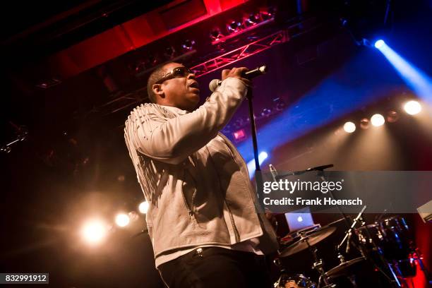 Singer Master Gee of the American band The Sugarhill Gang performs live on stage during a concert at the Columbia Theater on August 16, 2017 in...