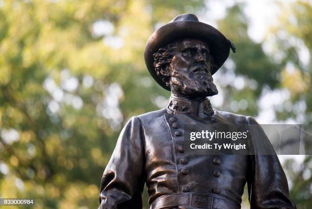 The statue of Confederate General Thomas Stonewall Jackson stands at the West Virginia State Capitol Complex on August 16, 2017 in Charleston, West...