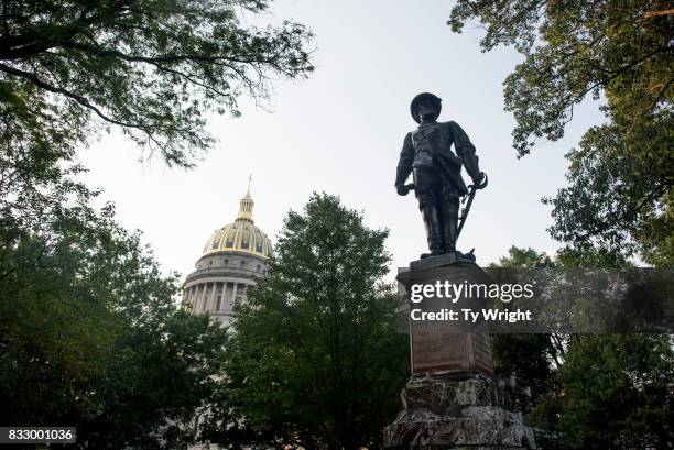The statue of Confederate General Thomas Stonewall Jackson stands at the West Virginia State Capitol Complex on August 16, 2017 in Charleston, West...