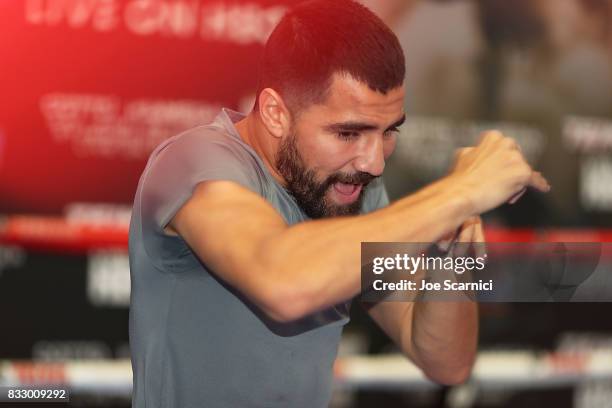 Ronny Rios attends a Miguel Cotto media workout on August 16, 2017 in Los Angeles, California.
