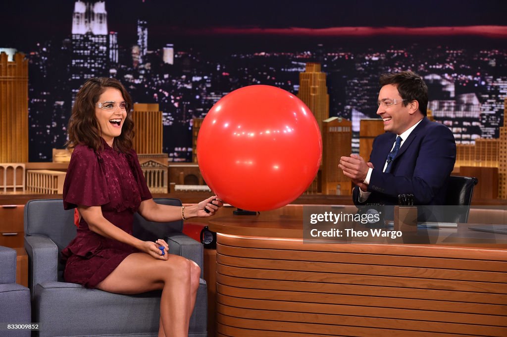 Katie Holmes Visits "The Tonight Show Starring Jimmy Fallon"