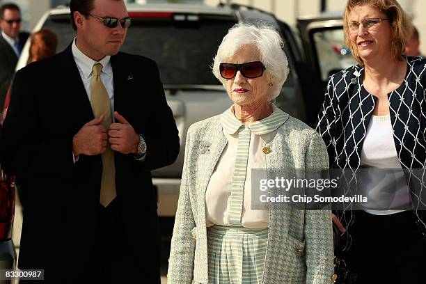 Roberta McCain , mother of Republican presidential nominee Sen. John McCain walks to a waiting vehicle after stepping off the "Straight Talk Express"...