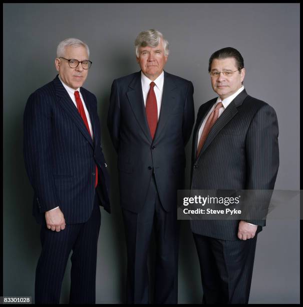 Daniel D'Aniello, William Conway Jr., and David Rubestein, co-founders of The Carlyle Group, pose at a portrait session in New York City.