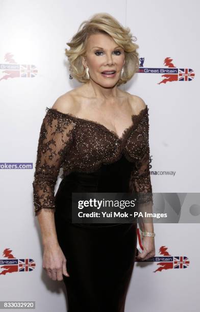 Co-host of the ceremony Joan Rivers arrives for the Miss Great Britain Finals, at Grosvenor House in central London.