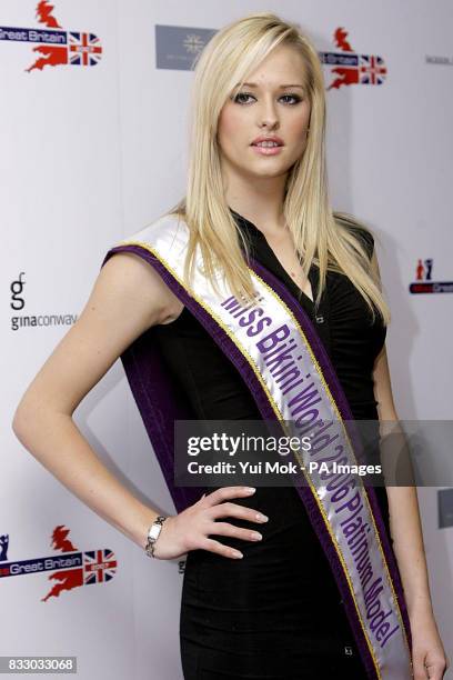 Miss Bikini World 2006 Platinum Model arrives for the Miss Great Britain Finals, at Grosvenor House in central London.