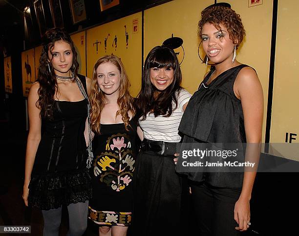 Nina Dobrev,Charlotte Arnold , Cassie Steele ,Sarah Barrable-Tishauer of "Degrassi" visit MTV's TRL at the MTV studios in Times Square on October 14,...