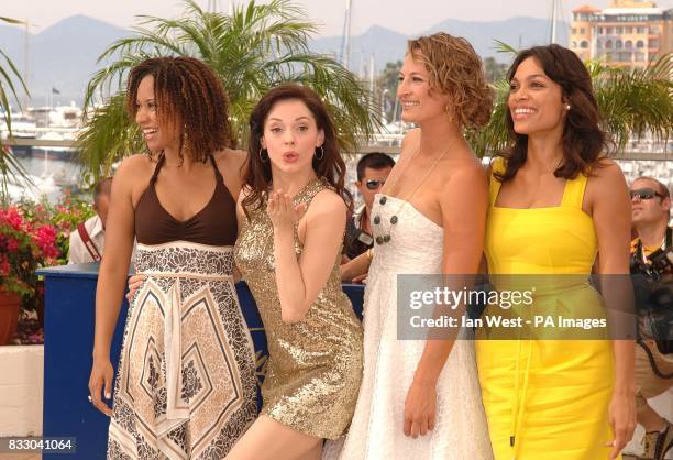 Tracie Thoms, Rose McGowan, Zoe Bell and Rosario Dawson at a photocall to promote the film Death Proof at the 60th Cannes Film Festival in Cannes...