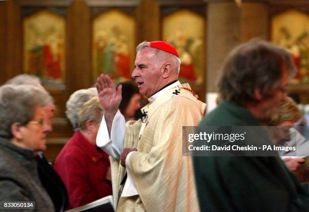 Cardinal Keith O'Brien takes the day's Catholic service at St Mary's Cathedral Edinburgh.