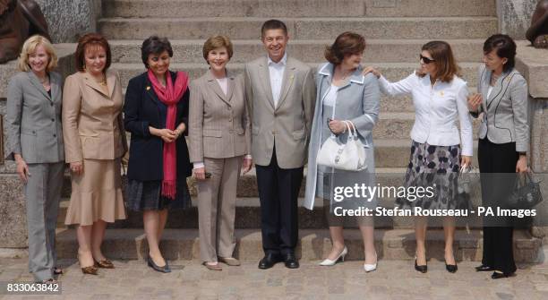 Partners of G8 leaders from left Laureen Harper, Ludmila Putina, Flavia Prodi, Laura Bush, Joachim Sauer, Cherie Blair, Margarida Uva and Alie Abe,...