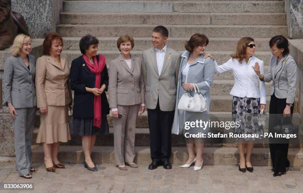 Partners of G8 leaders from left Laureen Harper, Ludmila Putina, Flavia Prodi, Laura Bush, Joachim Sauer, Cherie Blair, Margarida Uva and Alie Abe,...
