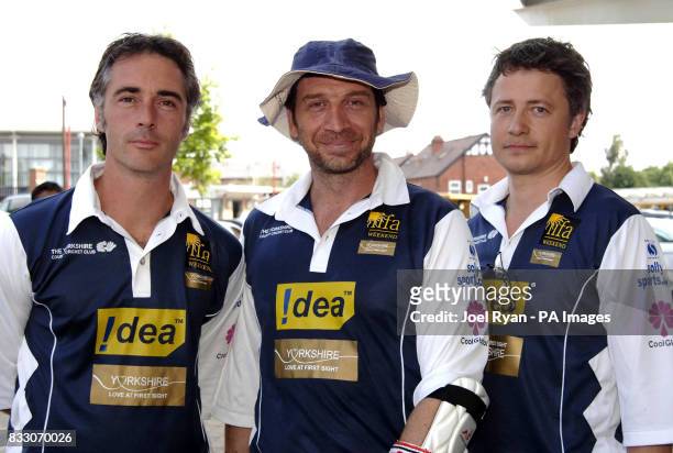 Greg Wise, Nick Knowles and Oliver Milburn of the England Select XL to face the Bollywood team ahead of the IDEA IIFA Foundation Celebrity Cricket...