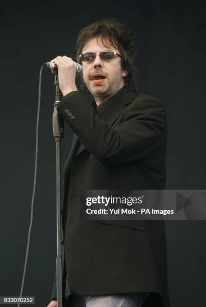 Echo and the Bunnymen lead singer Ian McCulloch performs at the Isle of Wight Festival in Seaclose Park, Isle of Wight.