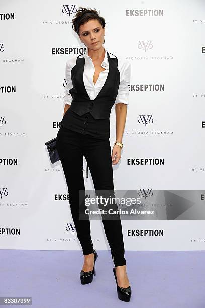 Victoria Beckham presents her new denim collection 'dVb By Victoria Beckham' at Ekseption boutique on October 16, 2008 in Madrid, Spain.