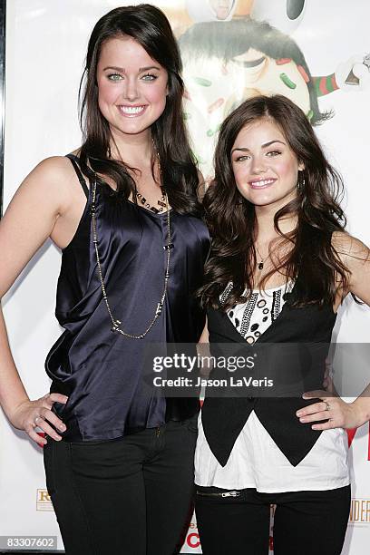 Actresses Ashley Newbrough and Lucy Hale attend the Los Angeles Premiere of "Sex Drive" at the Mann Village Theater on October 15, 2008 in Westwood,...