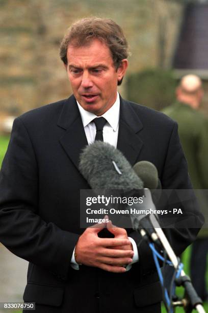 Prime Minister Tony Blair addresses the nation from his home village at Trimdon near Newcastle following the news of the death of Diana, Princess of...