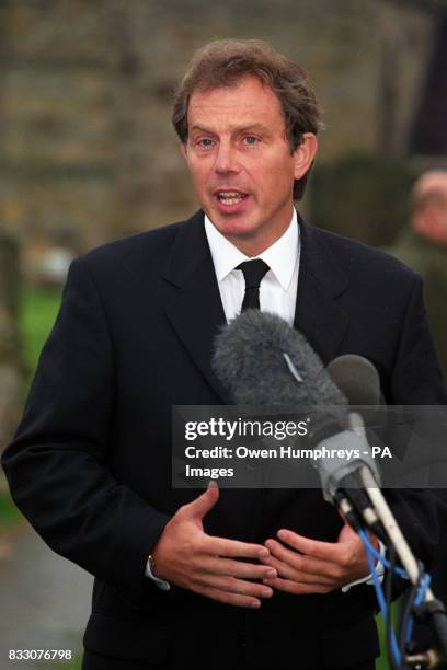 Prime Minister Tony Blair addresses the nation from his home village at Trimdon near Newcastle following the news of the death of Diana, Princess of...