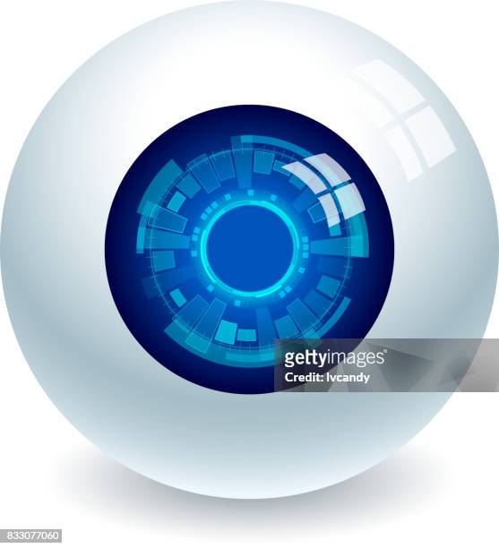 ilustraciones, imágenes clip art, dibujos animados e iconos de stock de ojo de electrónica - iris eye