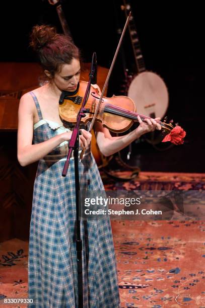 Brittany Haas,of Dave Rawlings Machine performs at Brown Theatre on August 16, 2017 in Louisville, Kentucky.