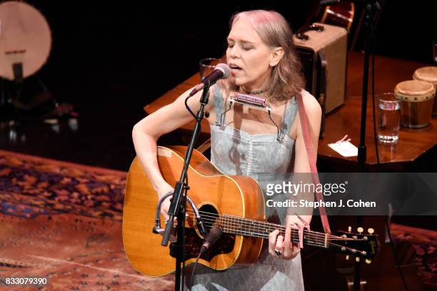Gillian Welch of Dave Rawlings Machine performs at Brown Theatre on August 16, 2017 in Louisville, Kentucky.