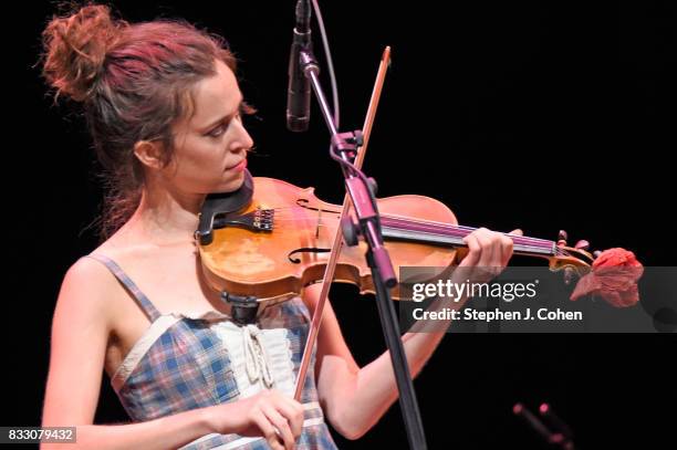 Brittany Haas,of Dave Rawlings Machine performs at Brown Theatre on August 16, 2017 in Louisville, Kentucky.