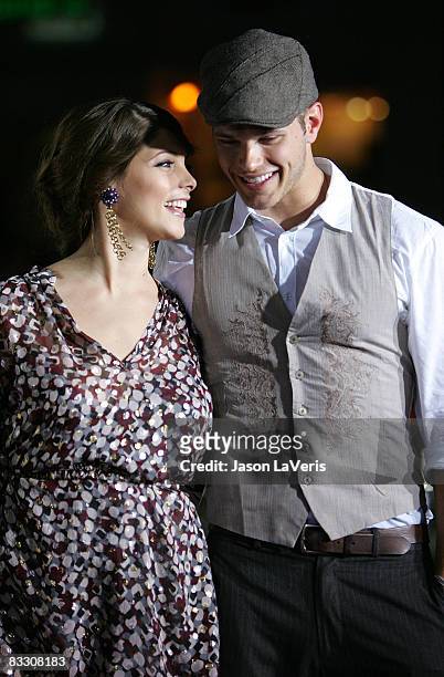 Actress Ashley Greene and actor Kellan Lutz attend the Los Angeles Premiere of "Sex Drive" at the Mann Village Theater on October 15, 2008 in...
