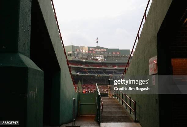 General view of Fenway Park before game five of the American League Championship Series between the Boston Red Sox and the Tampa Bay Rays during the...