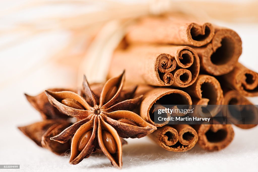 Cinnamon sticks with star anise.