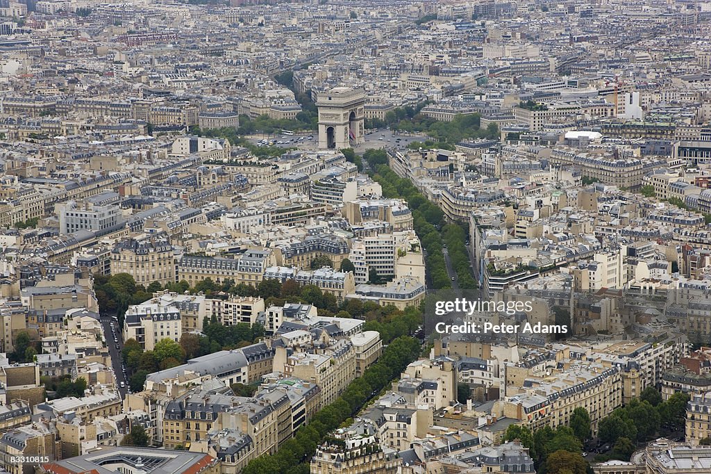 Arc de Triomphe & view over Paris, France