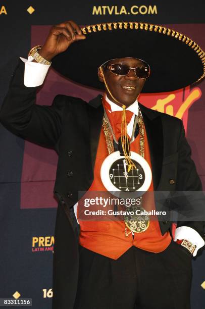 Television personality and rapper Flava Flav poses in the press room during the 7th Annual "Los Premios MTV Latin America 2008" Awards held at the...