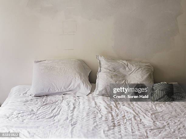 a slept in bed - pillow case stock pictures, royalty-free photos & images