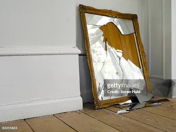 smashed mirror - fracture stock pictures, royalty-free photos & images