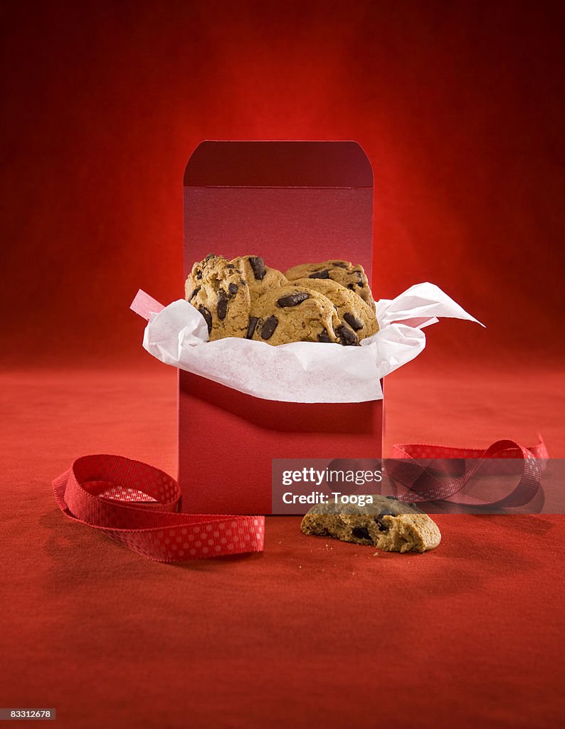 Box of chocolate chip cookies