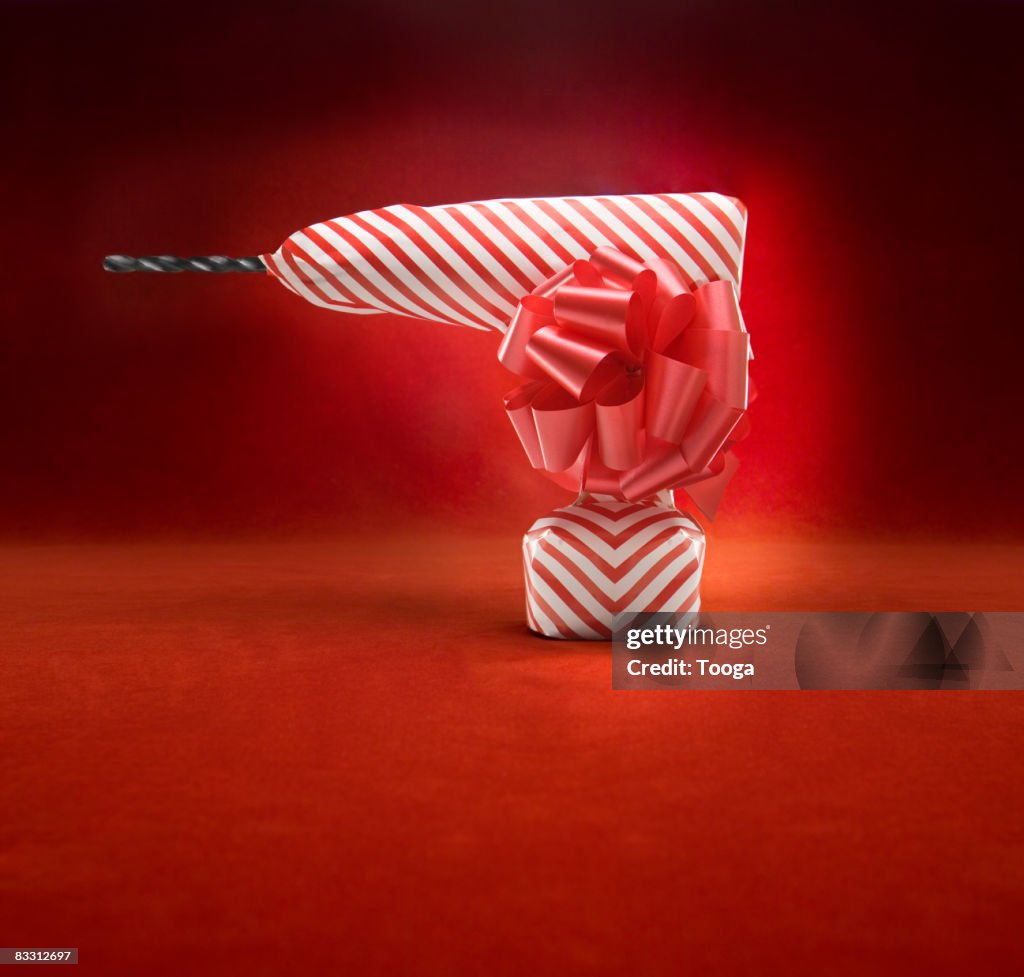 Cordless drill wrapped in gift paper