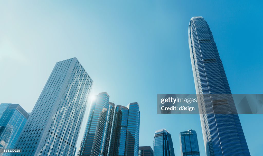 Modern financial skyscrapers in Central Business District, Hong Kong