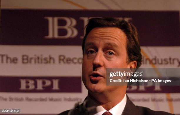 Conservative Party leader David Cameron addresses the British Phonographic Industry AGM, at the Mayfair Hotel in London today.