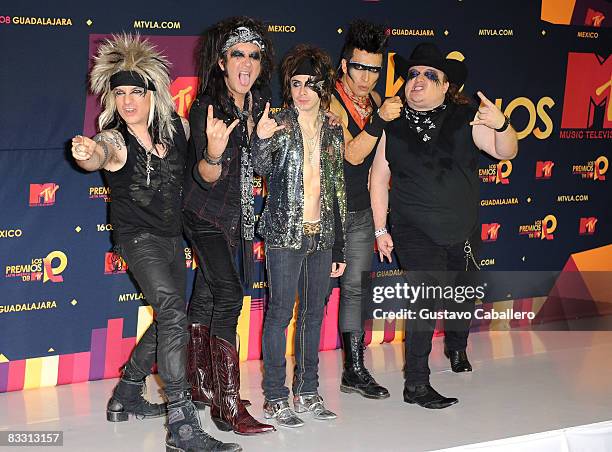 Musical group Moderatto poses in the press room during the 7th Annual "Los Premios MTV Latin America 2008" Awards held at the Auditorio Telmex on...