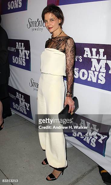 Actress Katie Holmes attends the after party for the opening night of "All My Sons" on Broadway at Espace on October 16, 2008 in New York City.