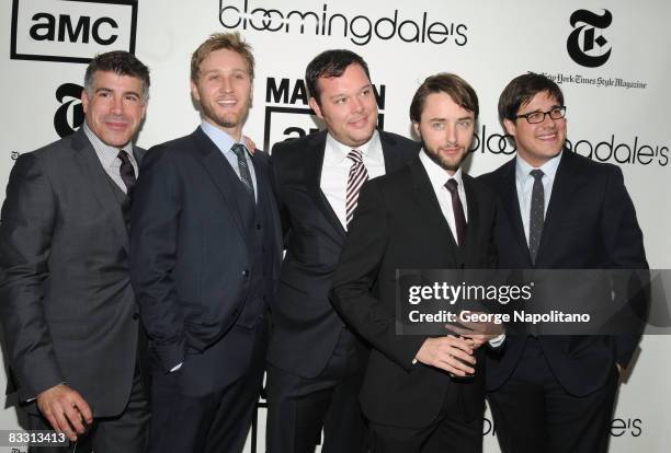 Mad Men" cast members Bryan Batt, Aaron Staton, Michael Gladis, Vincent Kartheiser and Rich Sommer attend the re-opening of the Men's Floor at...