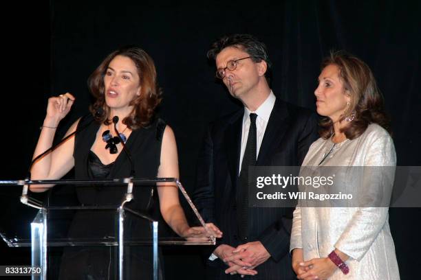 Pratt Trustee Amy Cappellazzo, columnist Kurt Andersen and Marjorie Kuhn attend the "Legends 2008" gala presented by the Pratt Institute at...