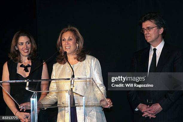 Pratt Trustee Amy Cappellazzo, Marjorie Kuhn and columnist Kurt Andersen attend the "Legends 2008" gala presented by the Pratt Institute at...