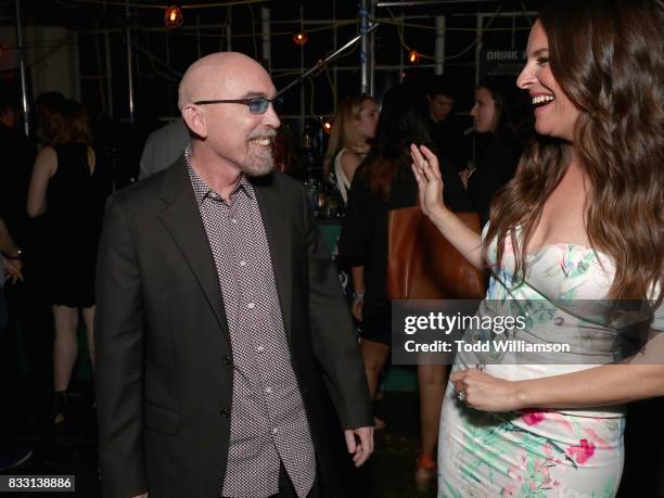 Actors Jackie Earle Haley and Yara Martinez attend the blue carpet premiere of Amazon Prime Video original series "The Tick" at Village East Cinema...