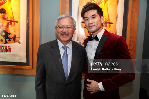 Actor Philip Ng poses for a photo with San Francisco Mayor Ed Lee at a special screening of BH Tilt & WWE Studios' "Birth of the Dragon" at the AMC...