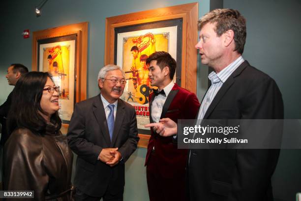 Actor Philip Ng and director George Nolfi meet with San Francisco Mayor Ed Lee at a special screening of BH Tilt & WWE Studios' "Birth of the Dragon"...