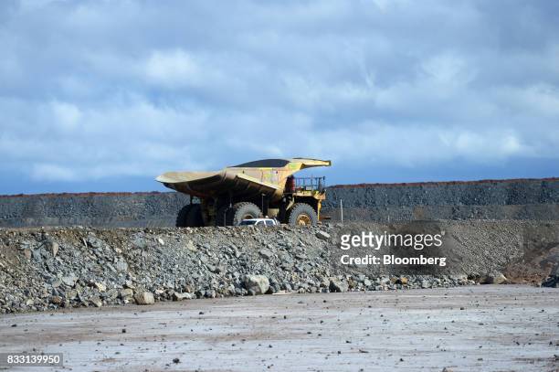 Dump truck travels along a track at the St Ives Gold Mine operated by Gold Fields Ltd. In Kambalda, Australia, on Wednesday, Aug. 9, 2017. Global...
