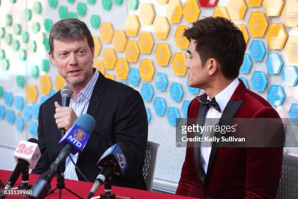 Director George Nolfi and actor Philip Ng speak at a special press conference of BH Tilt & WWE Studios' "Birth of the Dragon" at the San Francisco...