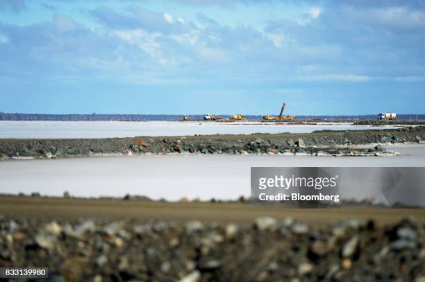 Equipment operates on a salt lake at the St Ives Gold Mine operated by Gold Fields Ltd. In Kambalda, Australia, on Wednesday, Aug. 9, 2017. Global...