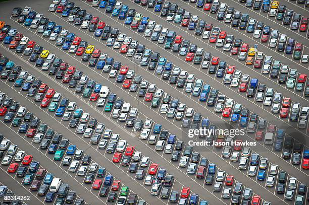 car park - car parking lot overhead stock pictures, royalty-free photos & images